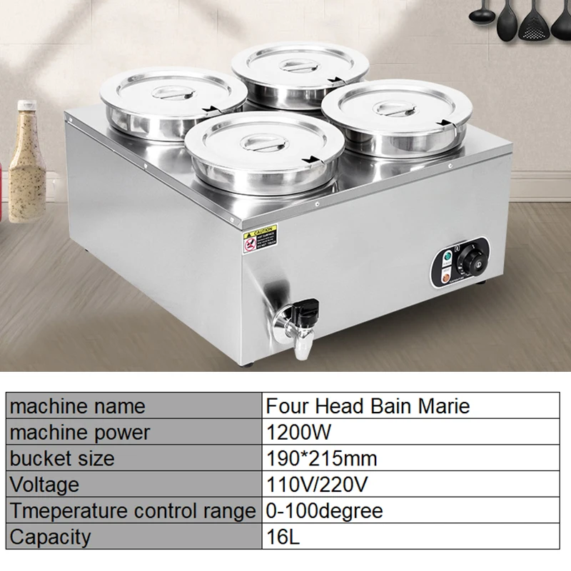 Sprzęt kuchenny do restauracji Sprzęt bufetowy Elektryczny podgrzewacz do żywności Bain Marie Sprzęt bufetowy z 4 garnkami 7 l do cateringu