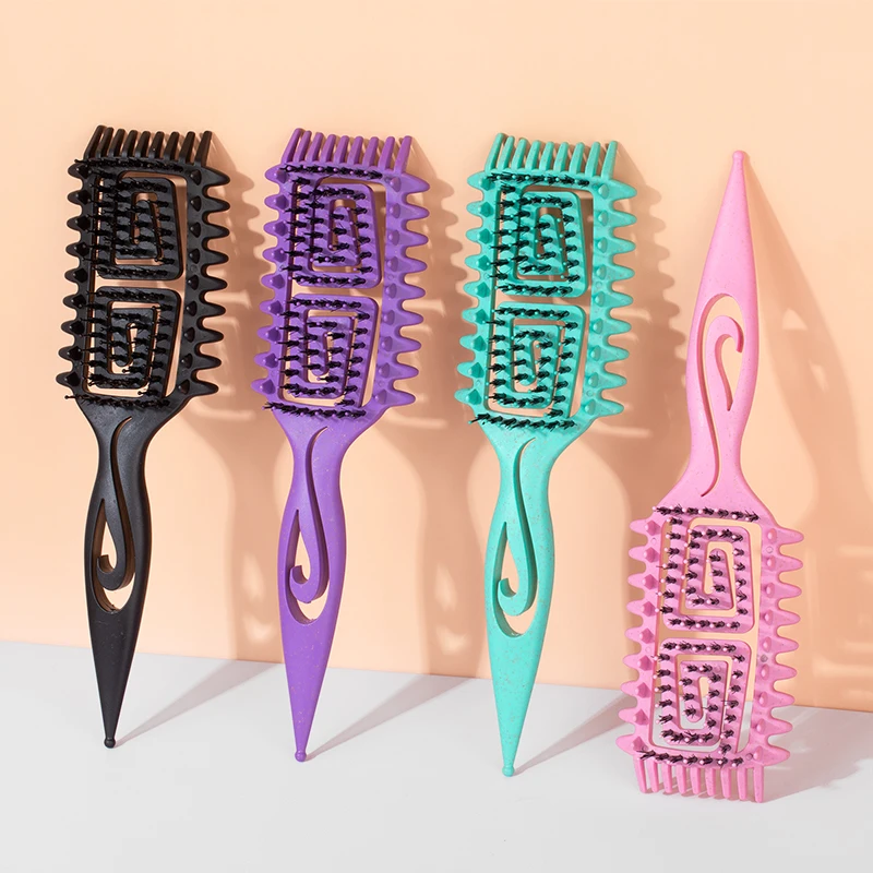 وفك تشابك تحديد فرشاة شعر مجوفة مبللة مجعد الشعر مشط تشكيل تجعيد الشعر الحلاق تصفيف الشعر أداة للشعر المتشابك
