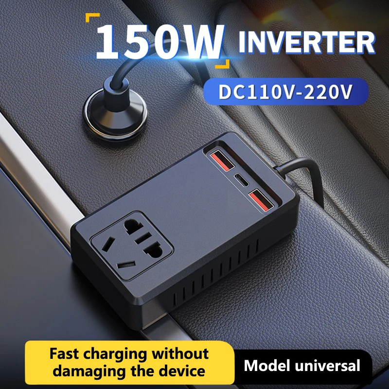 Universal 150W Car Inverter DC 12V/24V To 110V/220V Auto Power Converter Adapter USB Type C Chargers Car Inverter For