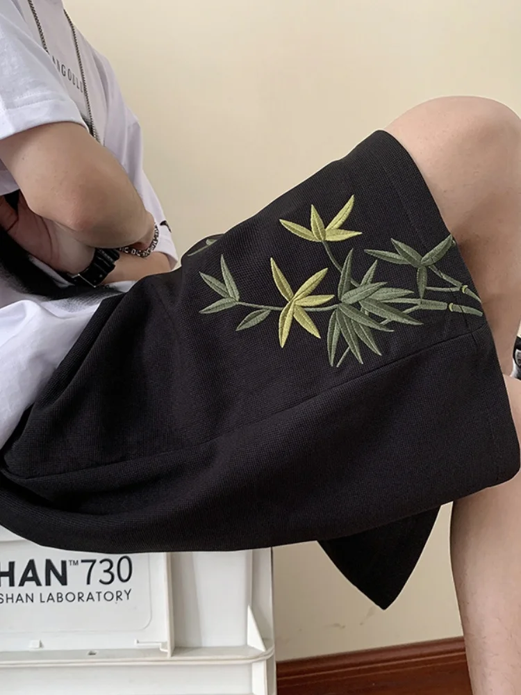 

New Chinese Sle Men's ort Pants Summer Thin Embroidered Loose Casual orts Breathable Lightweight Faionable Trendy