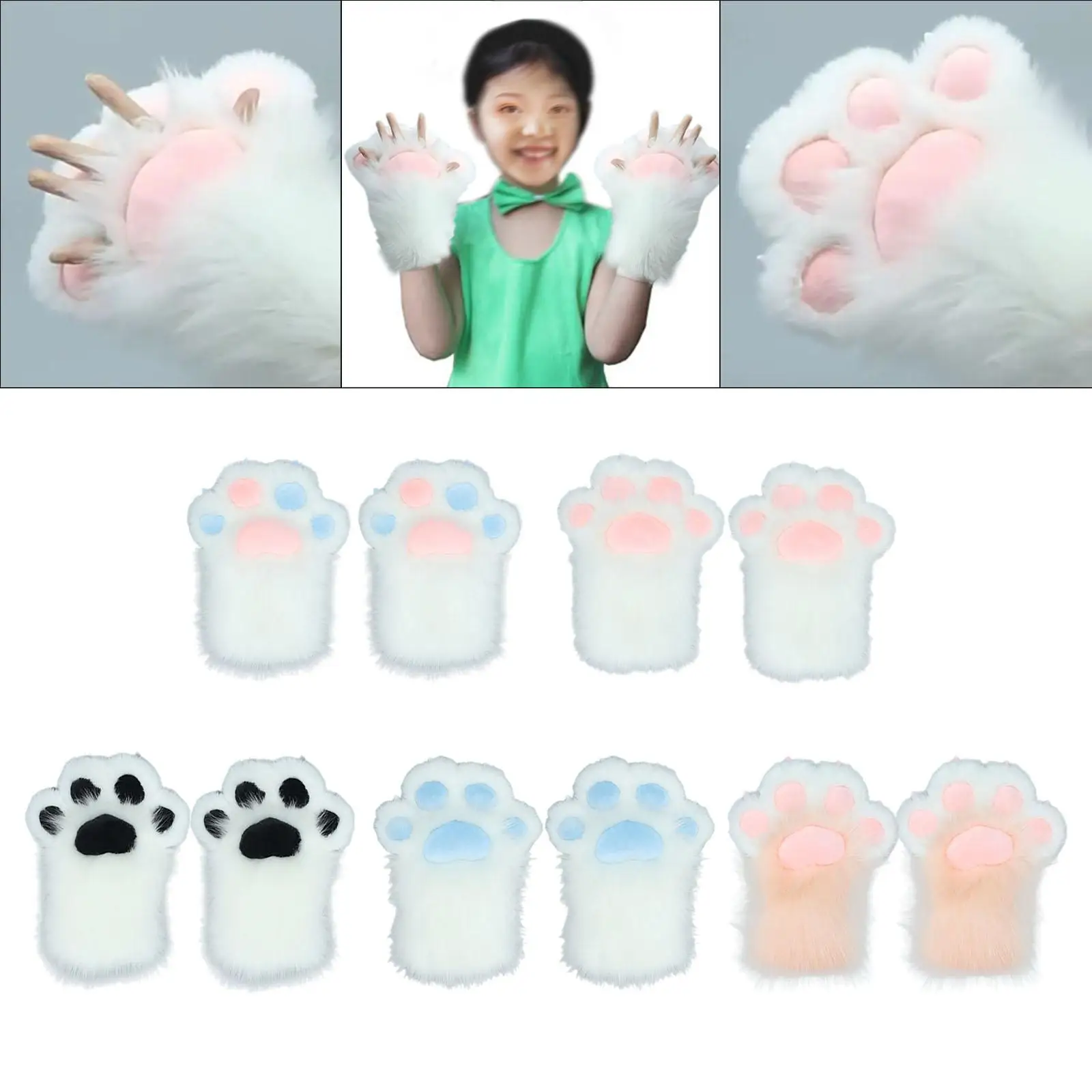 Cat Paws Gloves Dress up Costume Decorative Comfortable Stuffed Gloves for Dress