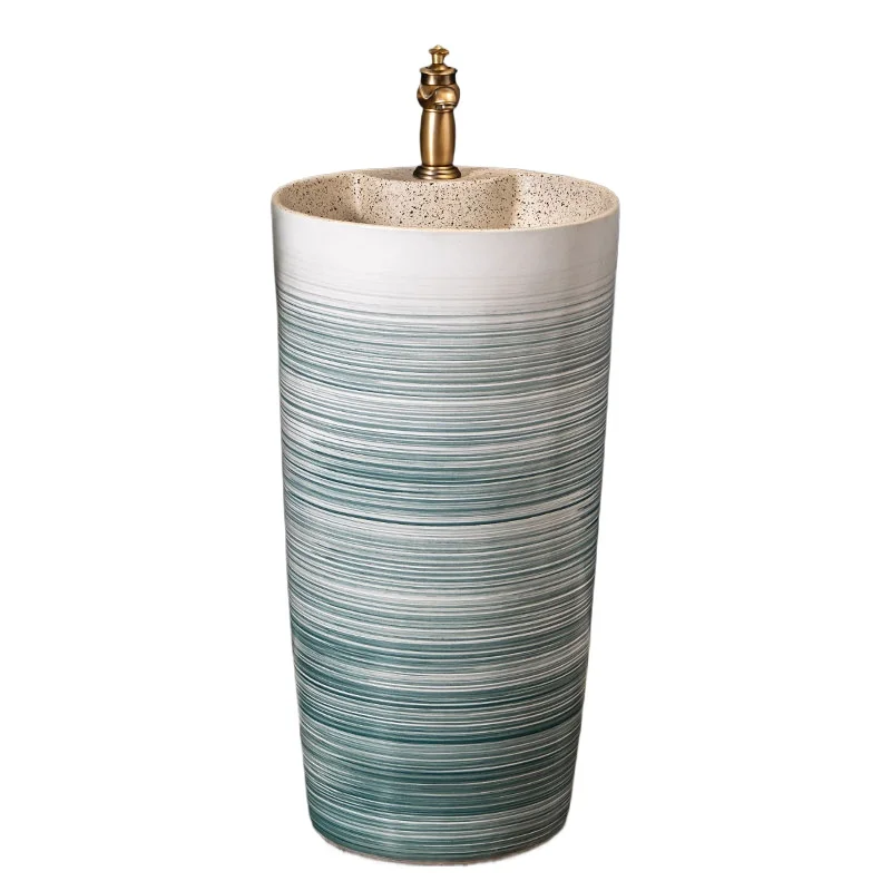 

Ceramic column wash basin Household integrated pool Floor-to-ceiling washbasin Balcony wash basin