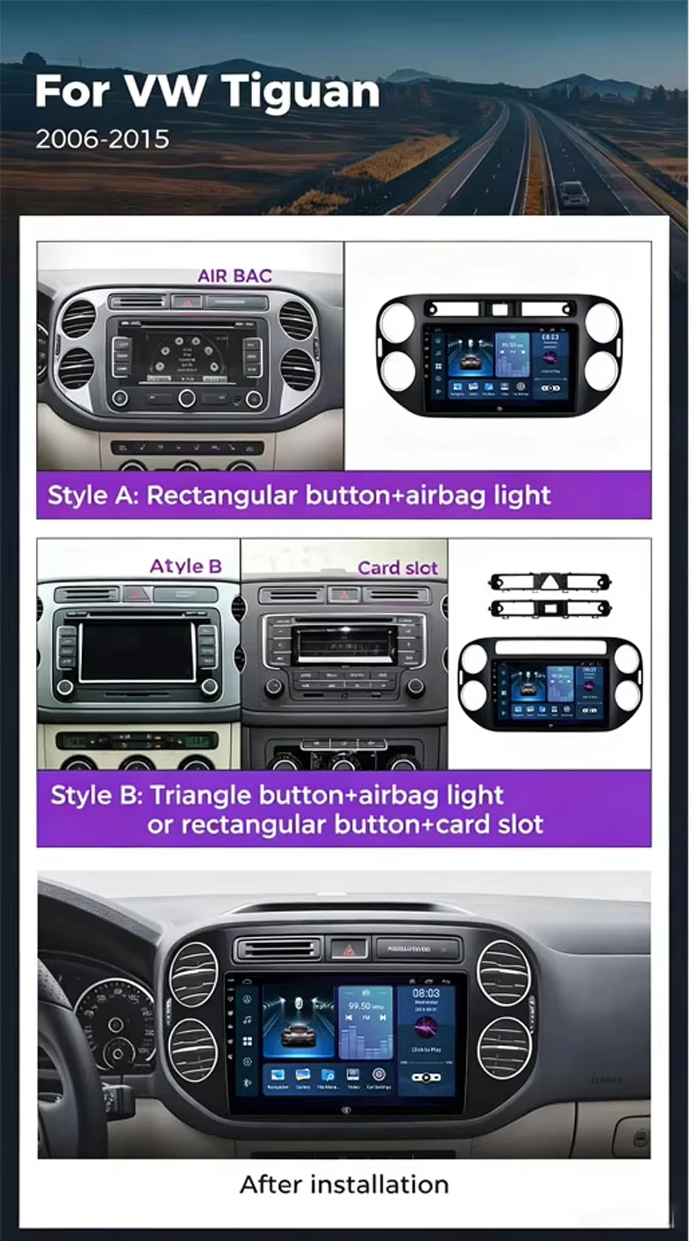 Cortex-A76 Octa-Core Android 16 For VW Volkswagen Tiguan 1 NF 2006 - 2016 Multimedia Player Car Radio GPS Touch Screen DVD Wifi