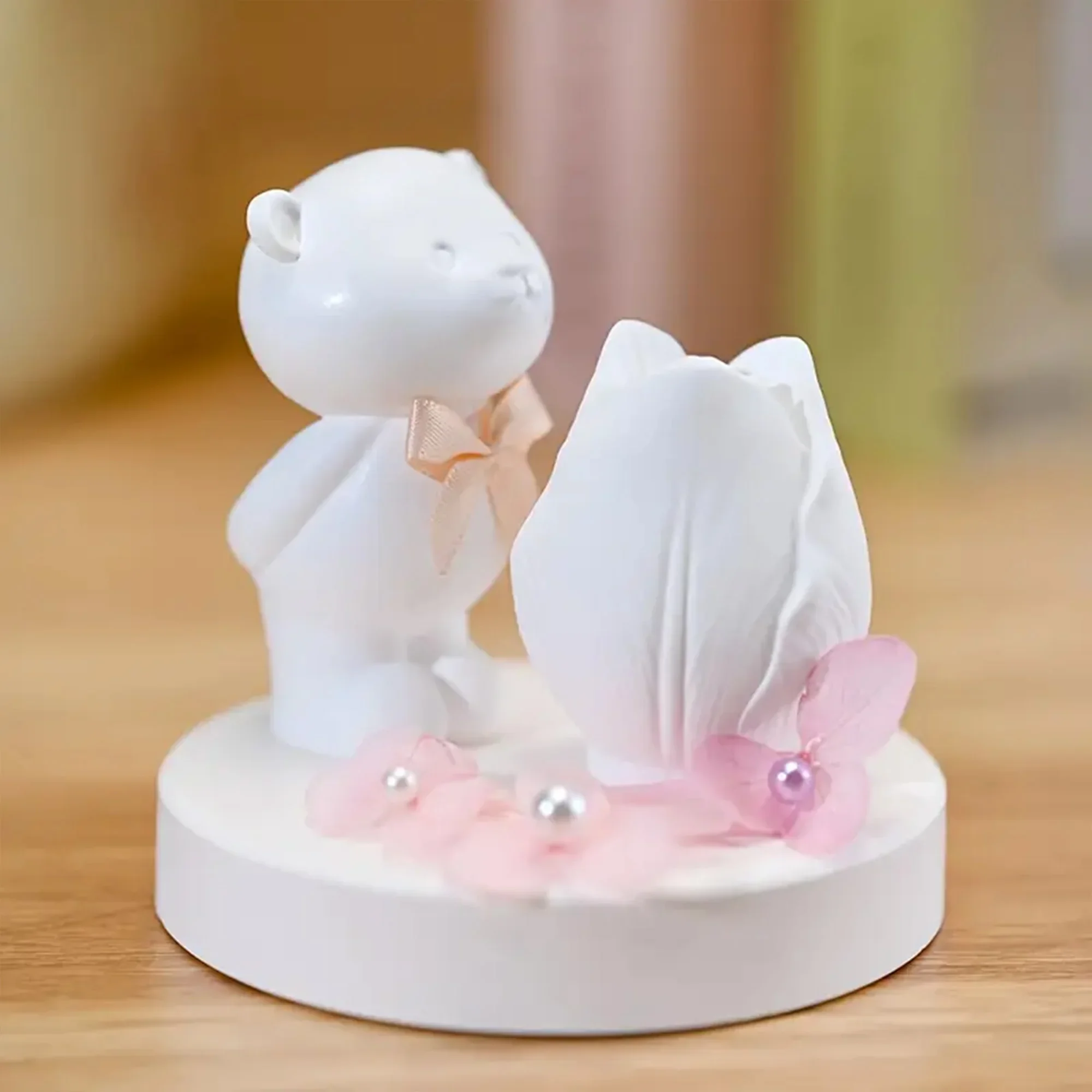 

2pcs DIY Christmas Handmade Gift Silicone Mold Cute Bear Rabbit Rose Mold for DIY Candle Plaster Crafts Home Accessories