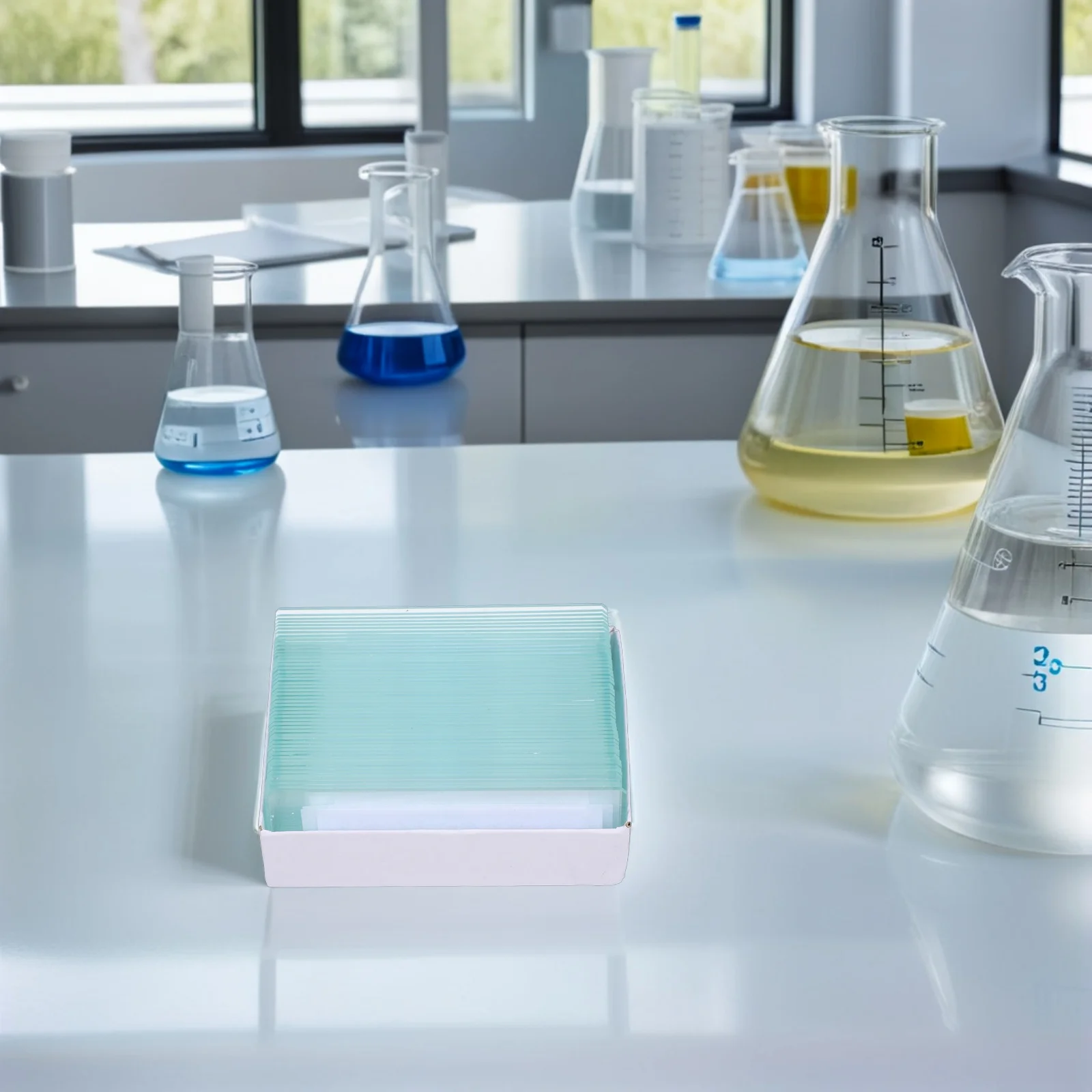 

50 pcs Single Recessed Glass Microscope Slides for Laboratory Smooth Surface Stable Aquatic Specimens Observation Teaching