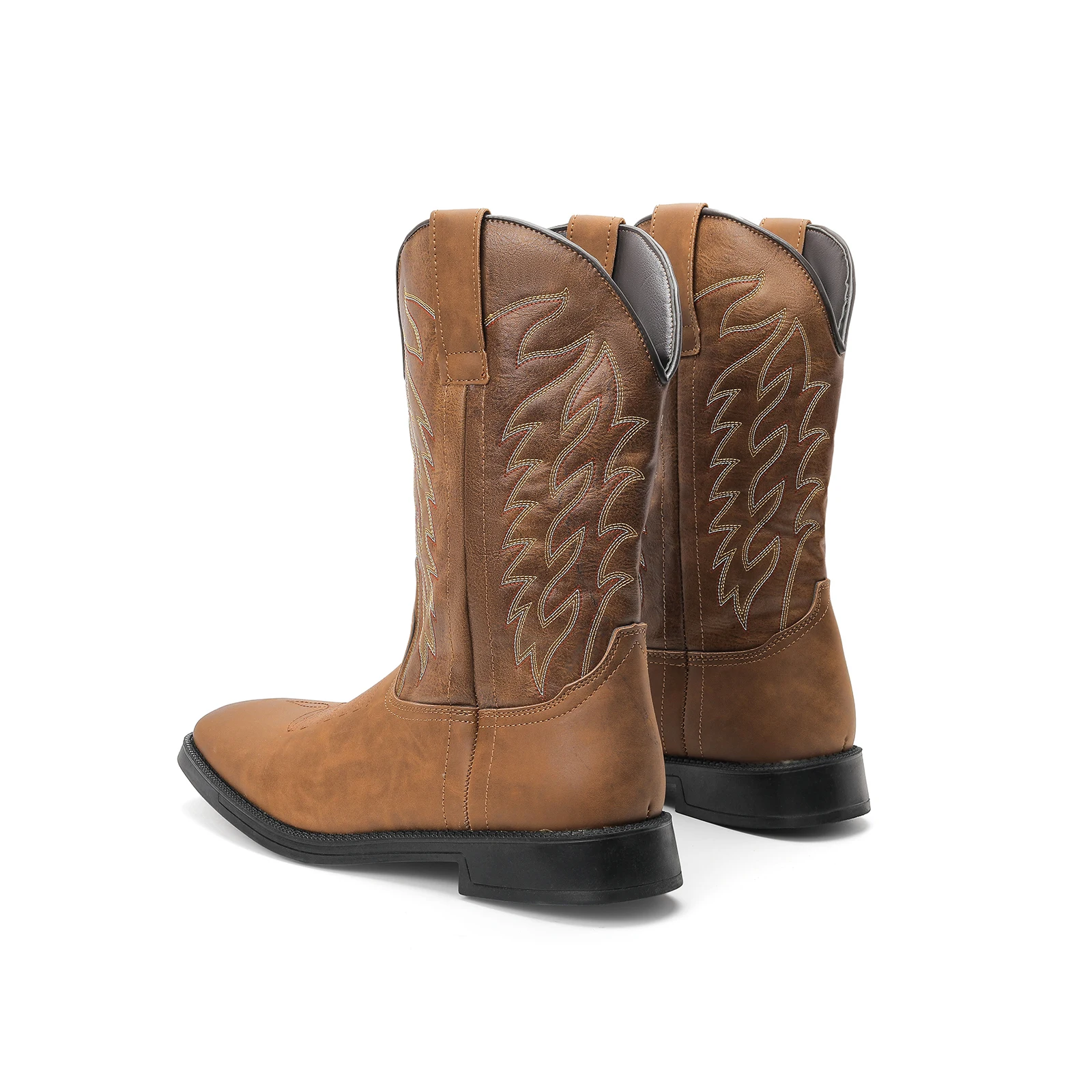 Kowbojki męskie na szerokie stopy z kwadratowym noskiem, klasyczne haftowane, wytrzymałe, tradycyjne buty country, buty bez pięty.