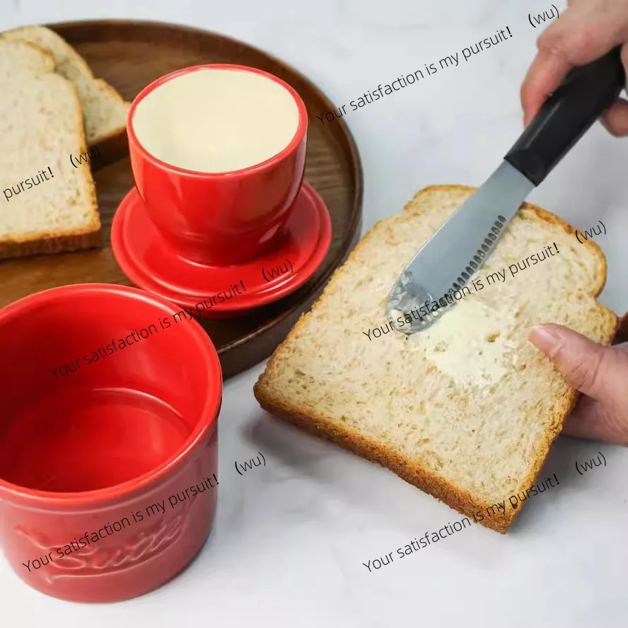 Ceramic butter box Western restaurant keeper Lid storage box Household butter storage tank