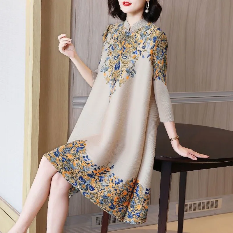 

National style retro improved cheongsam dress, new spring/summer 2022 oversized women's sexy dress