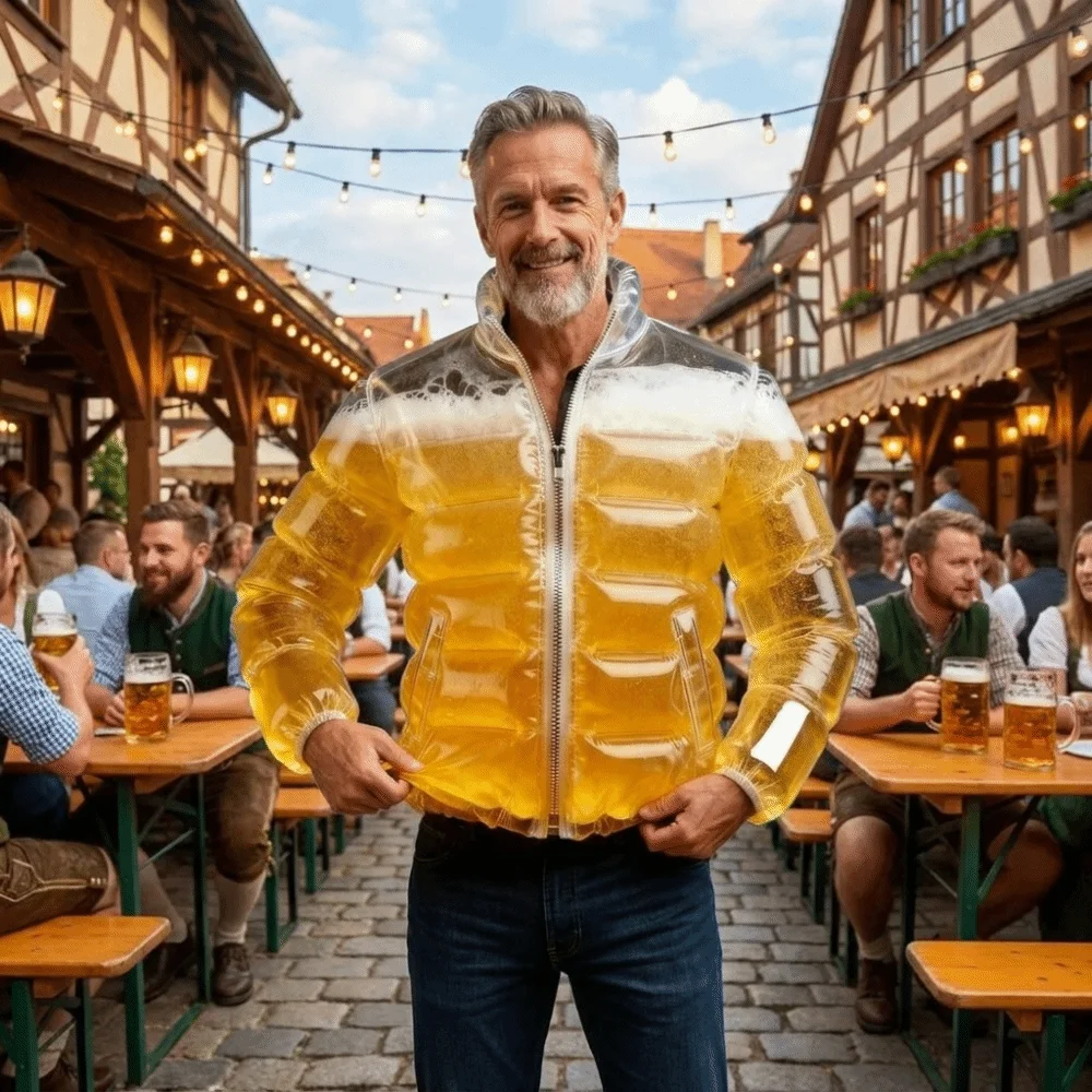 Funny Leak-proof Transparent Beer Jacket Portable Wearable Beer Drinking Jacket PVC Cooler Vest Beach