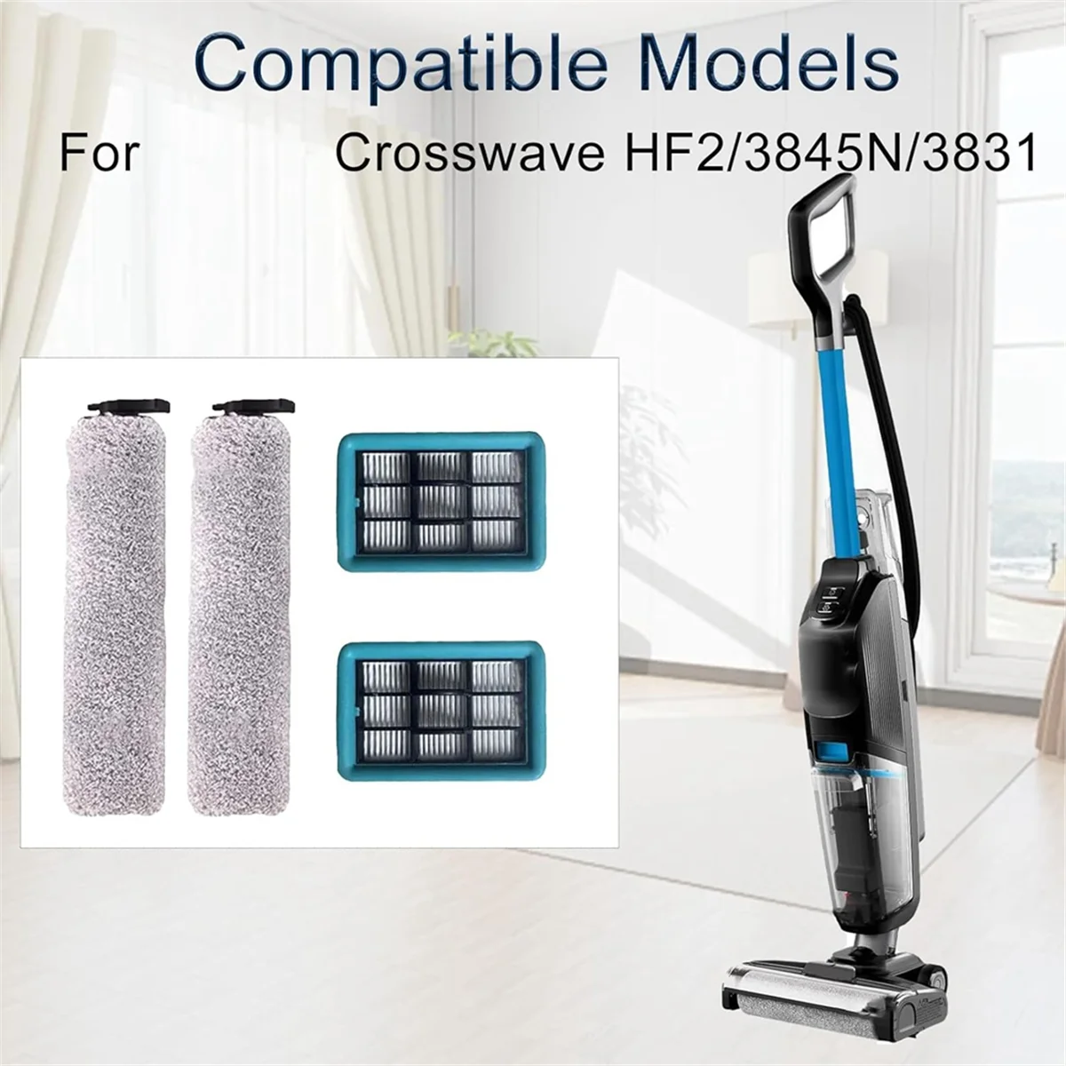 ABKR مكنسة كهربائية فرشاة لفة تصفية استبدال أجزاء لبيسيل Crosswave HF2/3845N/3831 مرشحات فرشاة تنظيف الأرضيات