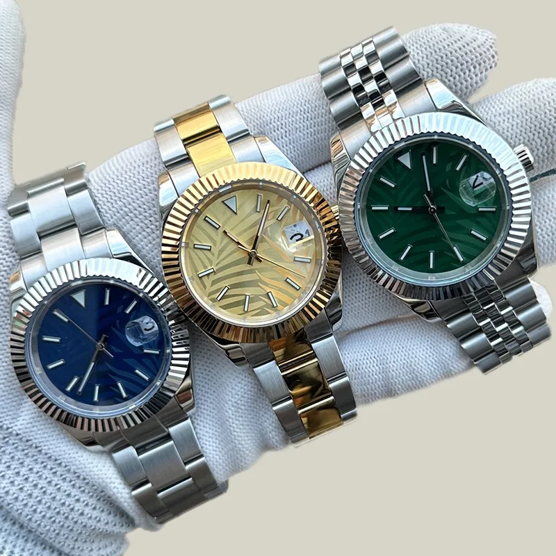 ل NH35 ساعة ميكانيكية سجل الكلب الأسنان الدائري تعديل المحار الأبدي سلسلة نموذج 316L الفولاذ المقاوم للصدأ الياقوت الزجاج #1