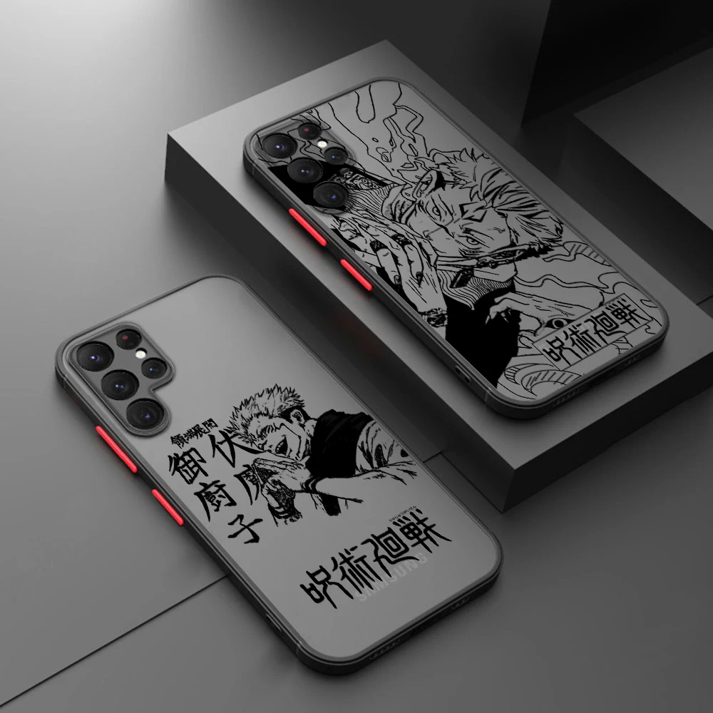 J-ujutsu K-aisens Animation Cute For Samsung Galaxy S23 S22 S21 S20 FE Ultra Plus S10 Lite 5G Frosted Translucent Phone Case