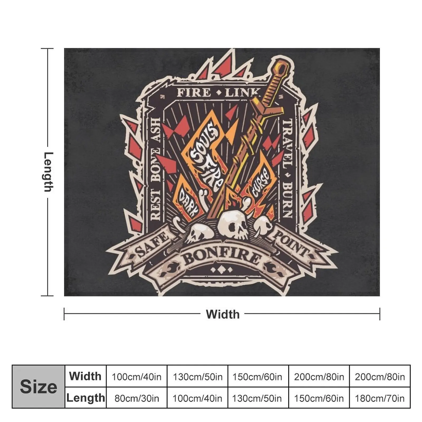 Dark Bonfire Emblem with Curse Souls Color Throw Blanket Sofas Shaggy Furry Warm Blankets