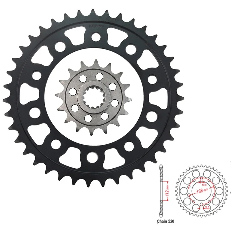 LOPOR 520 CNC 17T 39T Front Rear Motorcycle Sprocket for CT700 D 17 ND 14-16 CTX700 DCT 14-18 NC700 D Interga 12-13 JD USA 15-16