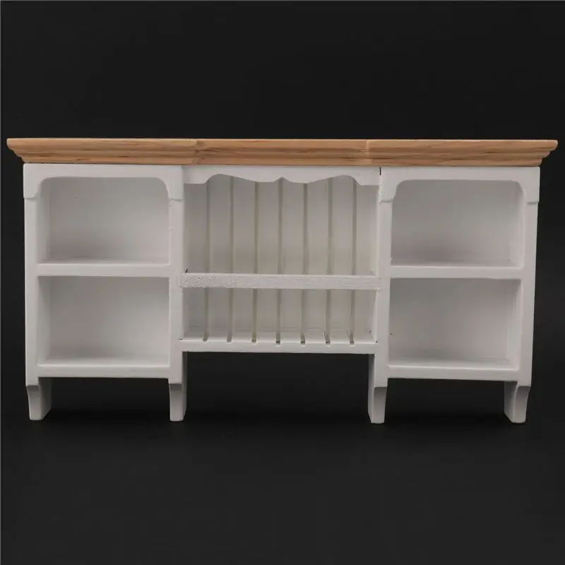 ABWE-1/12 casa de bonecas em miniatura móveis parede pendurado armário prateleira armazenamento madeira para casa de bonecas sala jantar