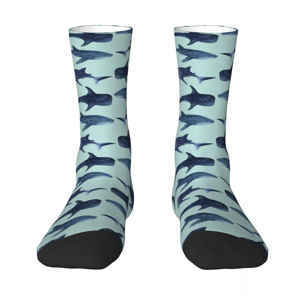 Whale Sharks Stockings Unisex Light Blue Animal Socks Quality Socks Autumn Running Sports Non Skid Design Socks Birthday Present