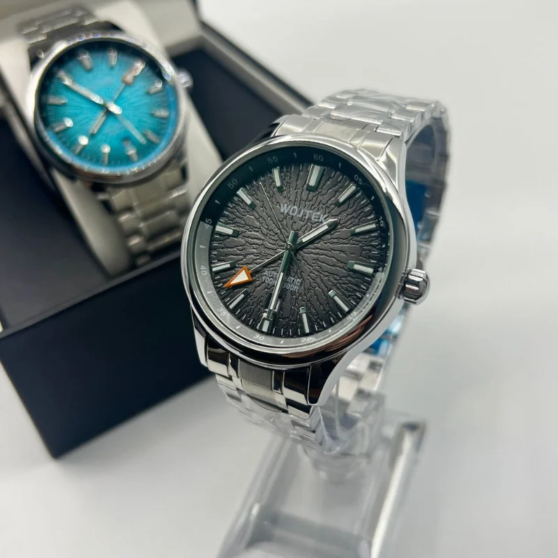Automatic Mechanical Watch for Men 42mm Diameter Alloy Case with 15mm Thickness Mineral Crystal Calendar and Luminous Function
