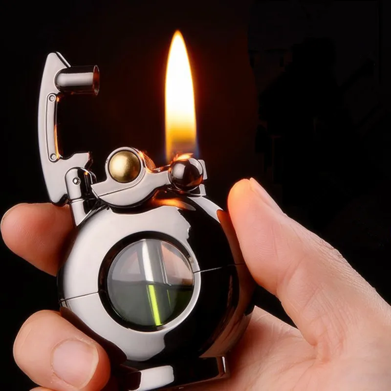 Transparent Oil Bunker Rocker Windproof Lighter Visual Retro Creative Personalized Cigarette Accessories Lighter Gift Wholesale