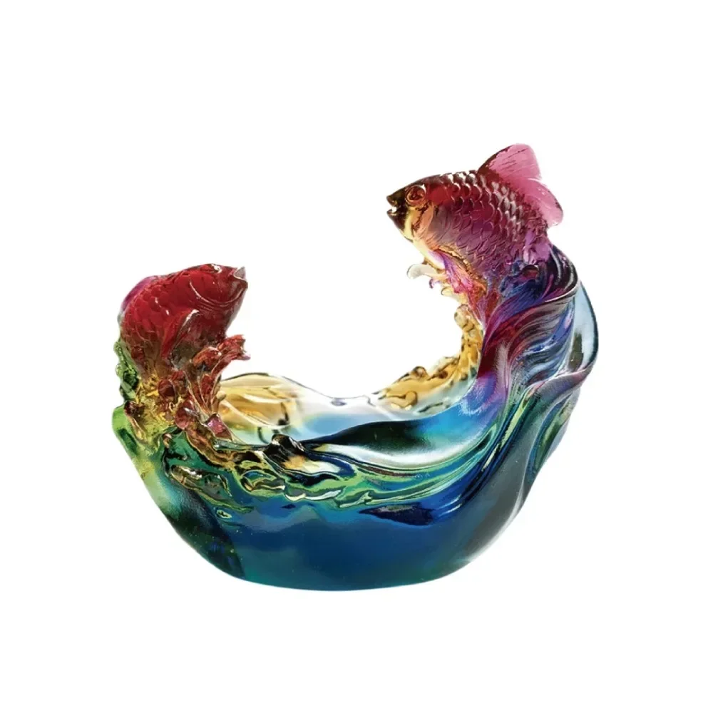 Liuli Zhaocai Fish Decoration Light Luxury Treasure Bowl Ruyi Gaofei Entrance Relocation Gift