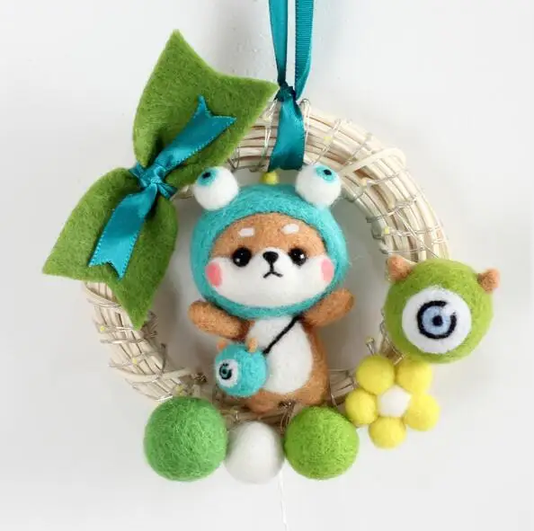 

English instruction Rattan Cat wool needlepoint kit wool felt needle felting keychain craft needlecraft DIY handmade