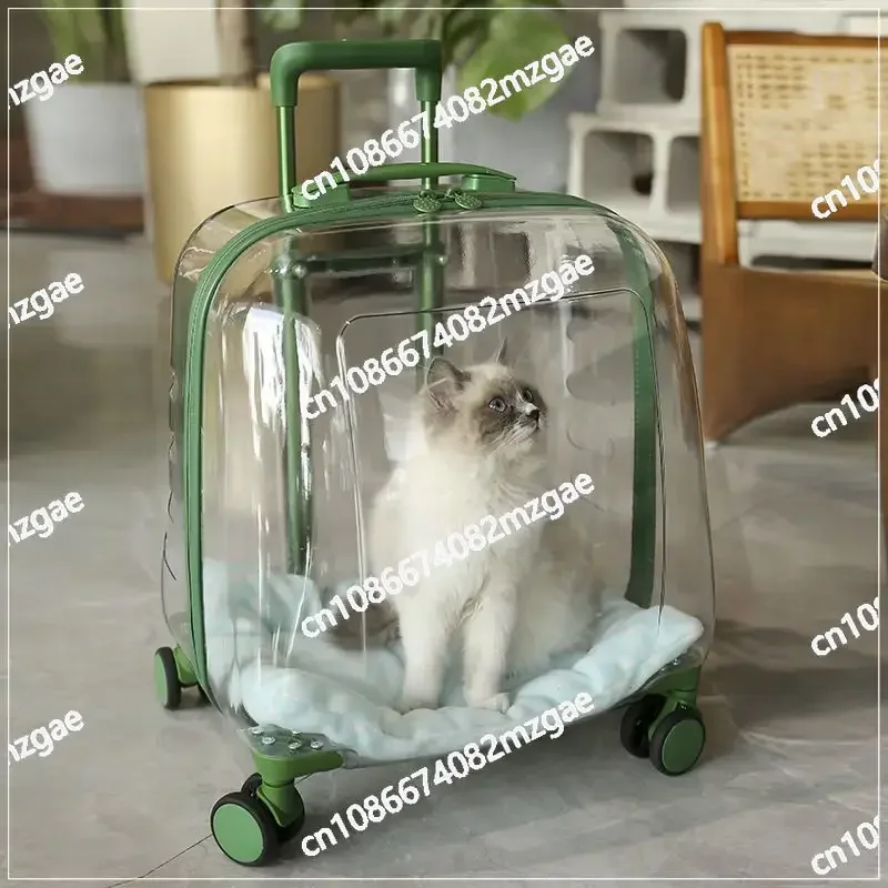 Two Breathable Large Capacity Transparent Cat Boxes Portable Cat and Dog Air Box Carts