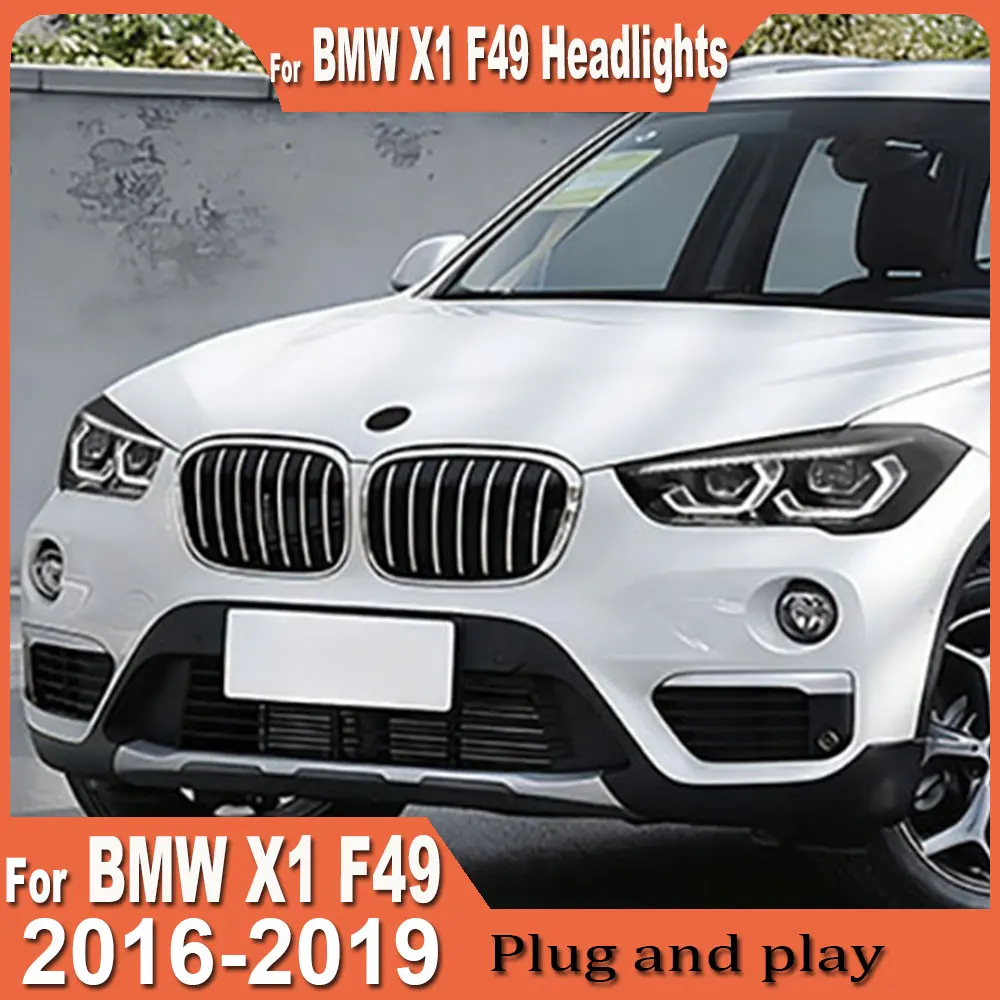 

Светодиодные фары для BMW X1 F49 2016-2019, модифицированные, с ДХО, линзой и эффектом «ангельских глаз», передние фары в сборе, автоаксессуары