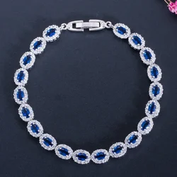Fashion Women's Oval Large Cubic Zirconia Tennis Bracelet Wedding Dinner Party Jewelry Anniversary Gift