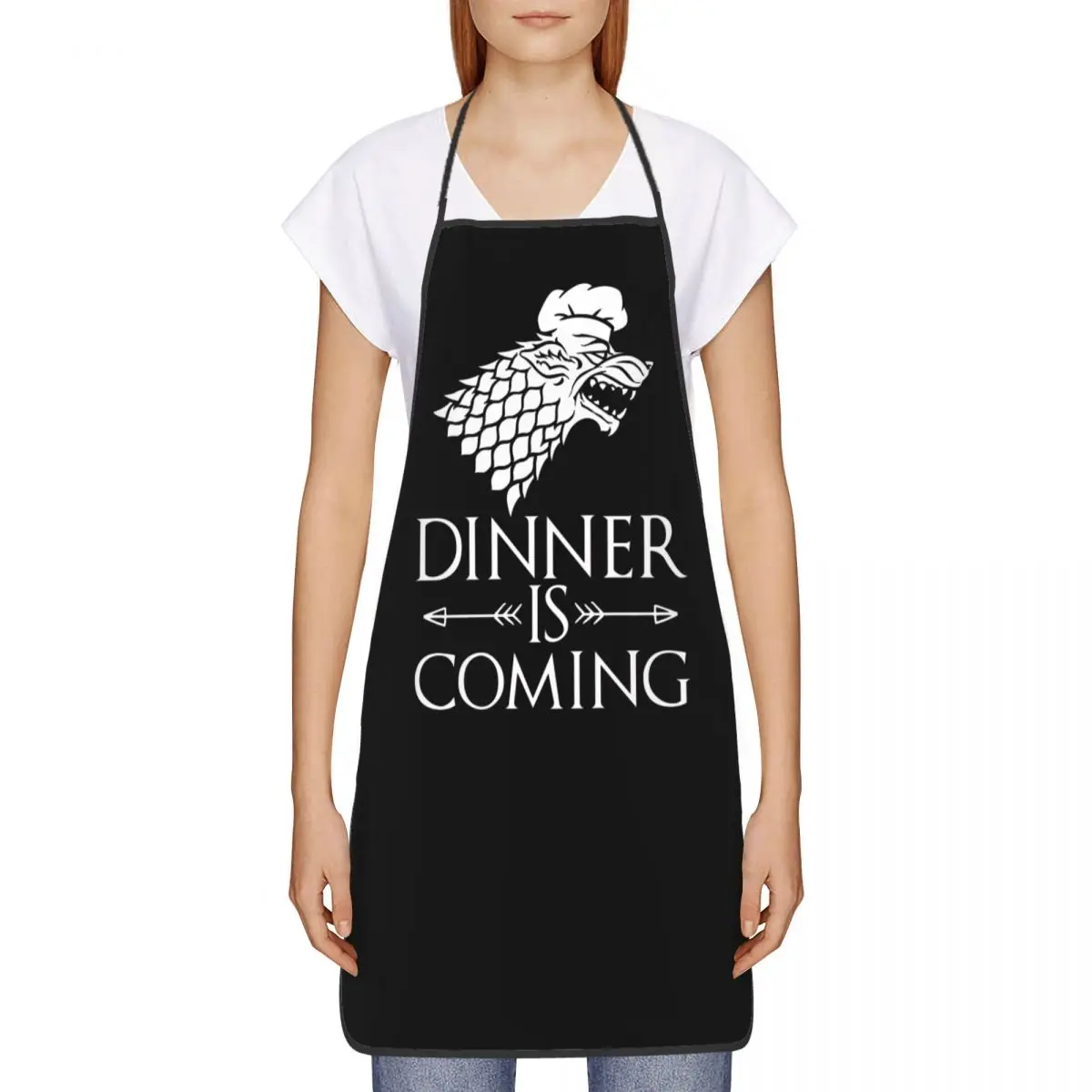 Dinner Is Coming Funny Aprons for Women Men Adult Unisex Kitchen Chef Bib Tablier Cuisine Cooking Baking Gardening