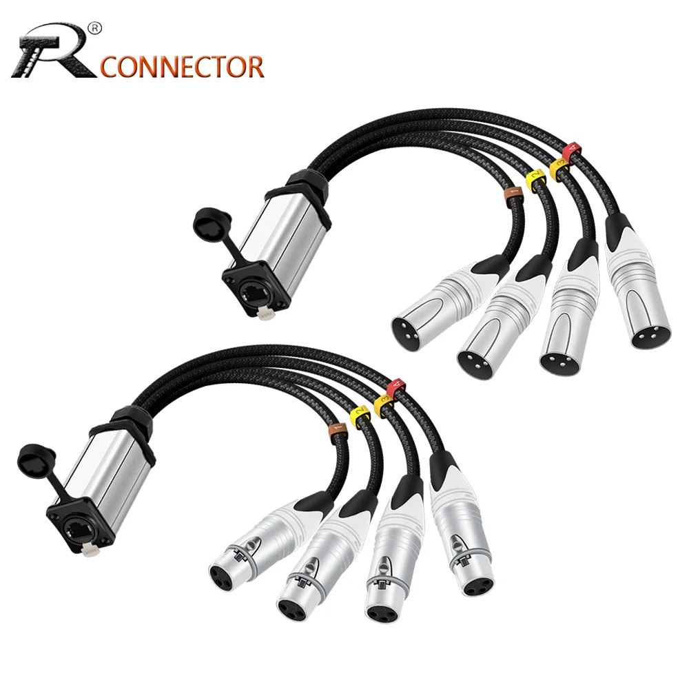 Cat6 RJ45 STP Jack Socket to 4CH XLR Male/Female Extended Cable,4 Channel 3Pin XLR Sound Stage Network/Audio Signal Cable