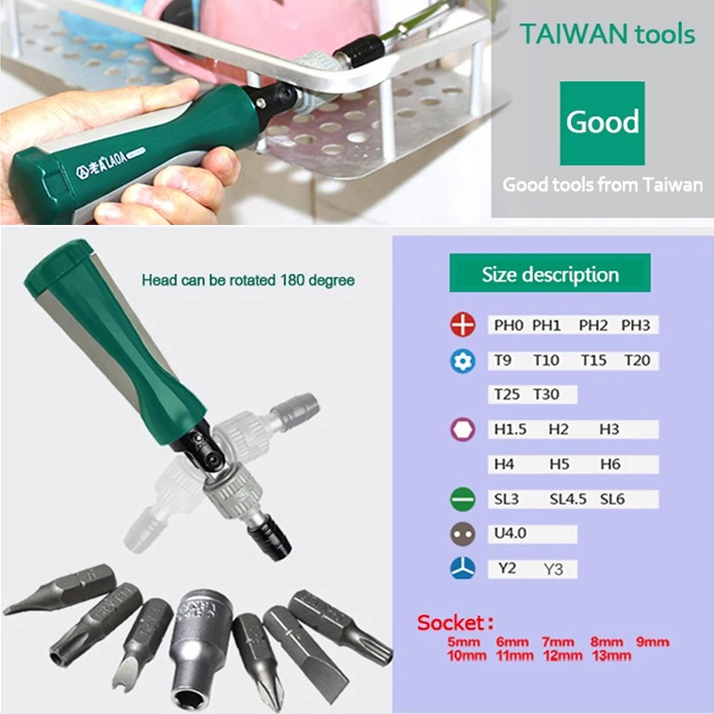 LAOA 36 in 1 Ratchet Screwdrivers Sockets Set 180 degrees turn hand shank technical grade Material Sockets Screwdriver