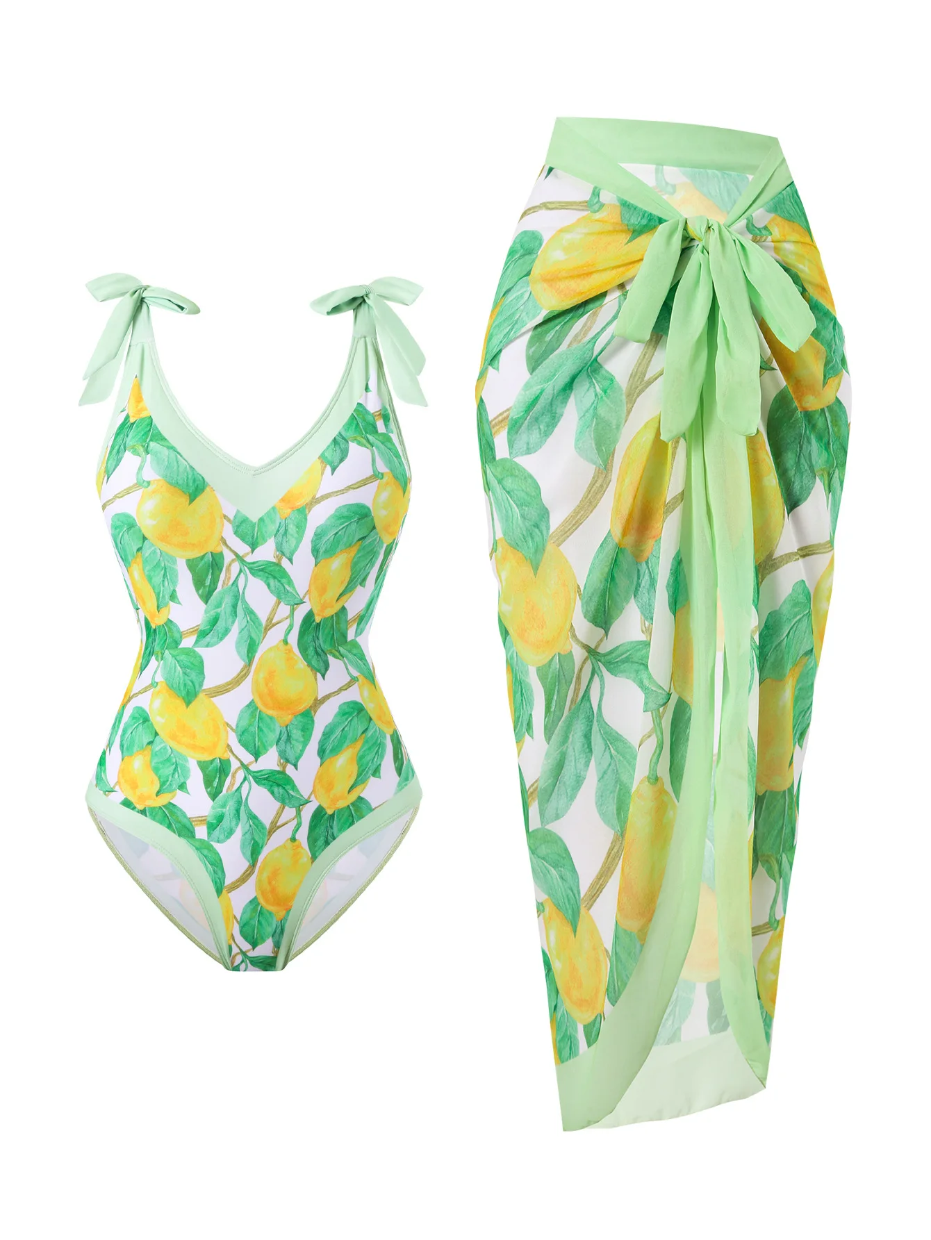 Costume da bagno intero da donna con stampa floreale bohémien, set da bagno elegante, stile abito in due pezzi per le vacanze estive