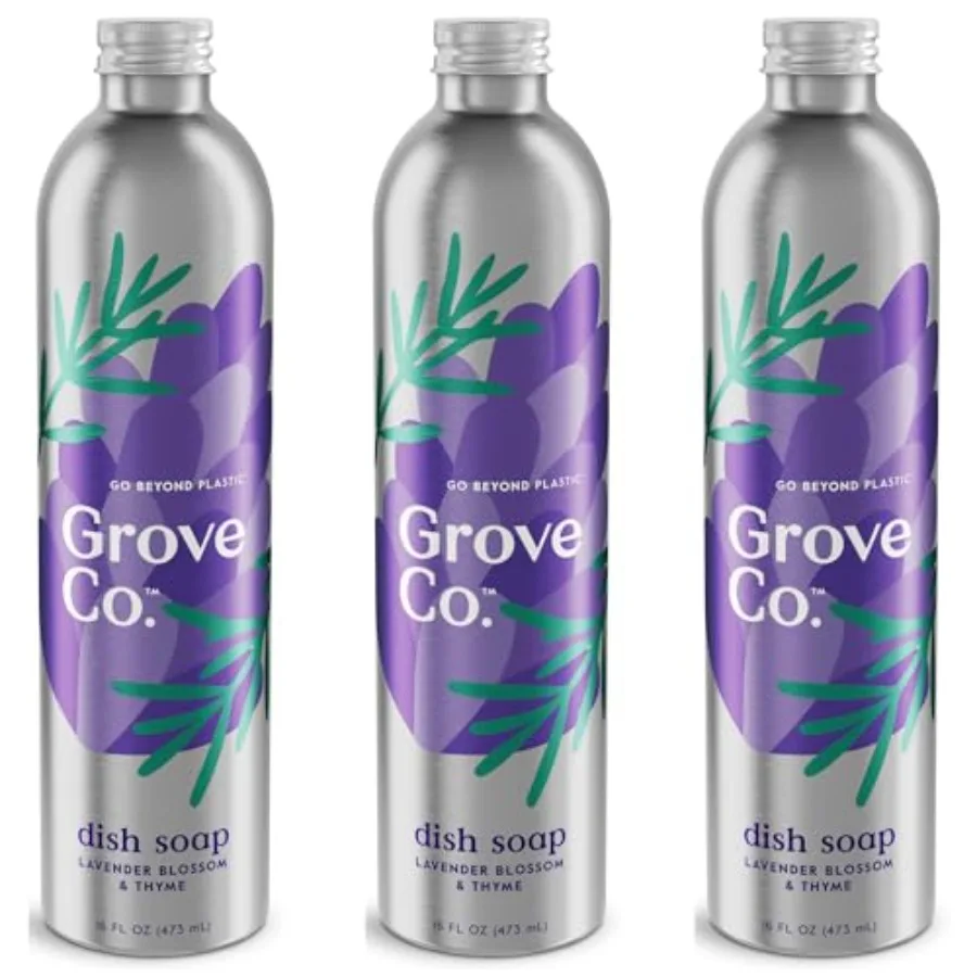

Grove Co. Ultimate Dish Soap Refills 3 x 16 Fl Oz Removes 48-hr Stuck-on Food and Grease, Plastic Free Cleaning Products, 100%