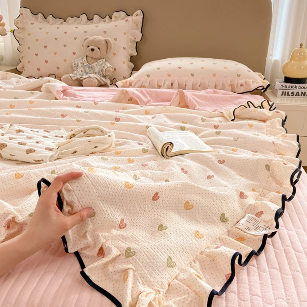 

Summer Quilt Cooling Soft Skin-Friendly Air Conditioning Thin Quilt Washable Blanket Single/Double Princess Style Home Textile
