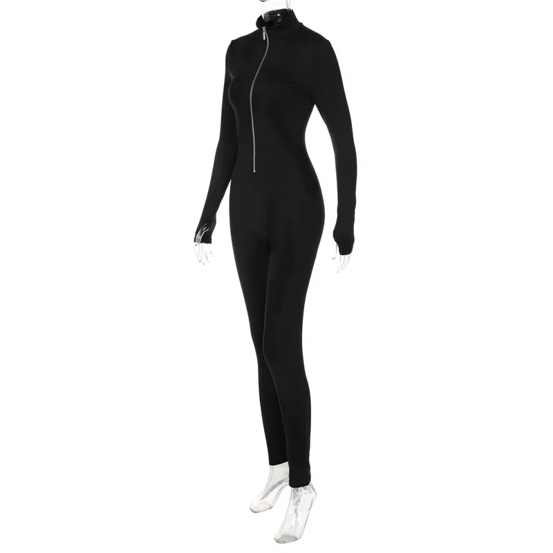 2024 Sexy Girl Fitness dress Women's Leisure Sports Zipper decorative jumpsuit long-sleeved jumpsuit