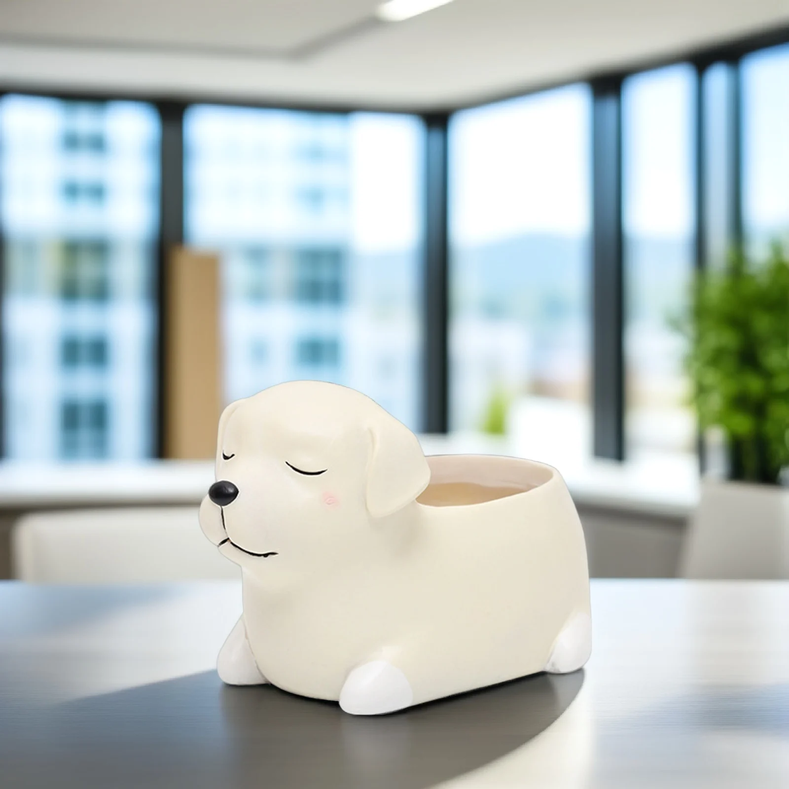 

Labrador Decorative Pot Resin Material Unbreakable Centerpiece for Party Event Small Flowers Plants Home Office Shops