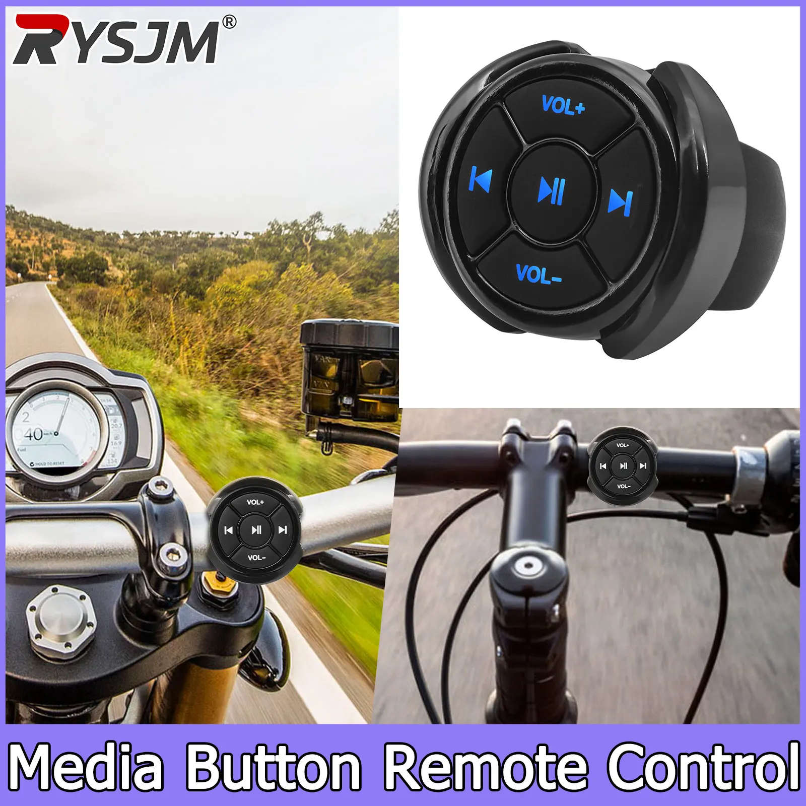 

5 Key Media Wireless Bluetooth-Compatible Media Button Remote Controller Car Motorcycle Steer Wheel MP3 Music Play For Android