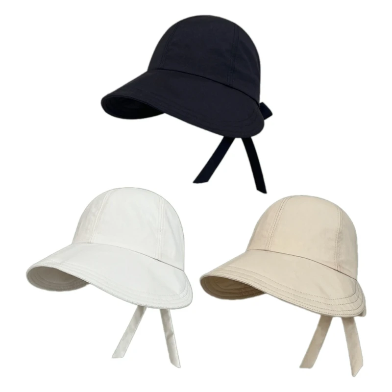 Women Cotton Sun Hat Wide Brimmed Baseball Hat with Bowknot Detail for Hot Day Beach Days Breathable Comfortable Drop Shipping