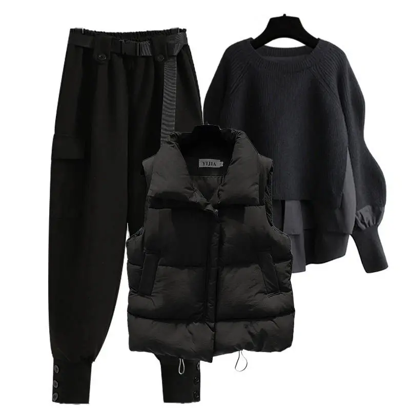 Herfst dames gebreide trui casual sle top met vest bovenkleding afslankeffect losse broek faionable ensemble