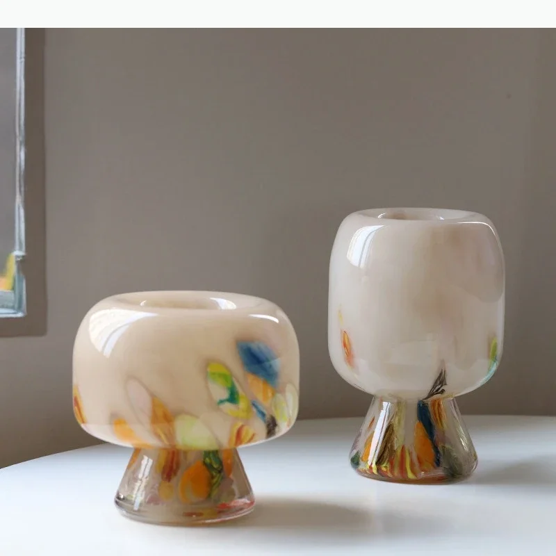 

Mushroom Shaped Glass Vase Painted Flower Pots Table Decoration Flowers Arrangement Floral Vases Room Aesthetic Decor