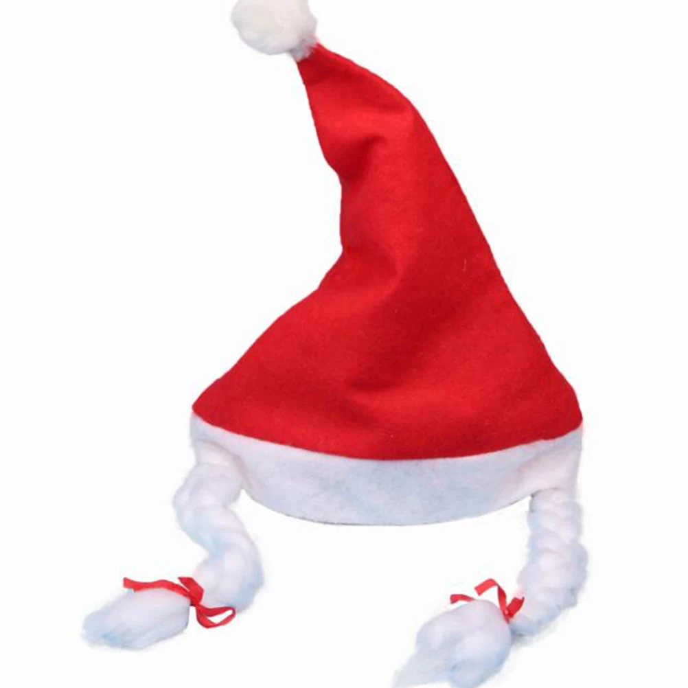 

4 Pcs Non-woven Hat Santa's Christmas Adults Claus Elf with Lights Party Hats Bag