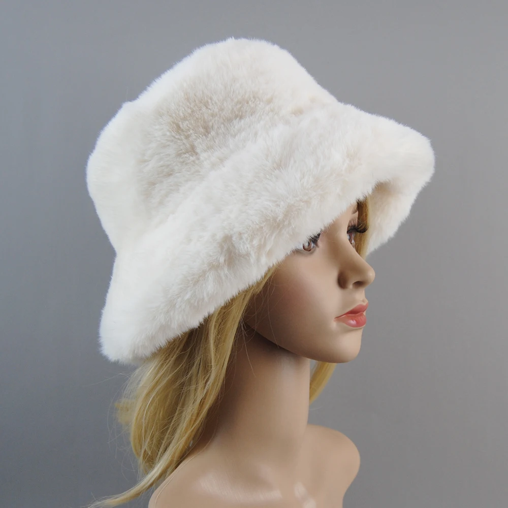 Chapeaux en fausse fourrure de lapin pour femmes, bonnets de ski super doux, doublure en coton, chaud, mode russe, peluche solide, nouveau style,