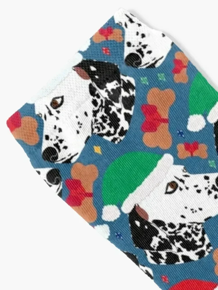 Dalmatian Spot Dog Christmas Hat Bone Treat Socks sport custom Boy Child Socks Women's