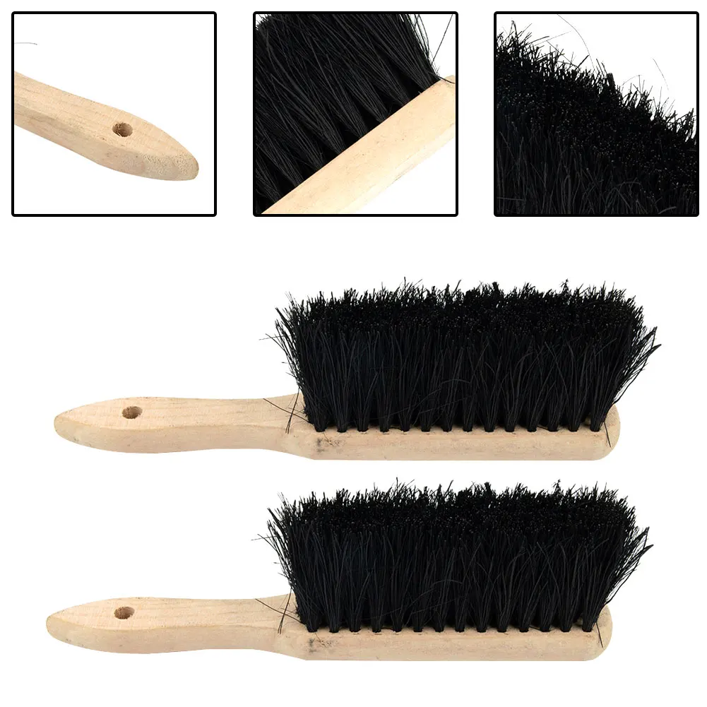 Set of 2 Wooden Handle Shape Brush Head Brushes Ensure optimal functionality of your fireplace (83 characters)