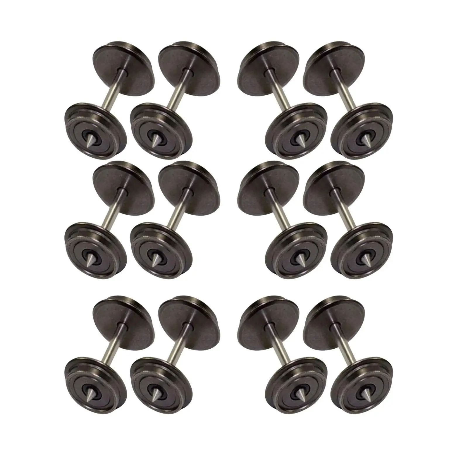 12x Metal Wheels, HO Scale Wheel Modification, Replacement Train DC Wheel Set, Metal Axles for 1:87 Model Train DIY