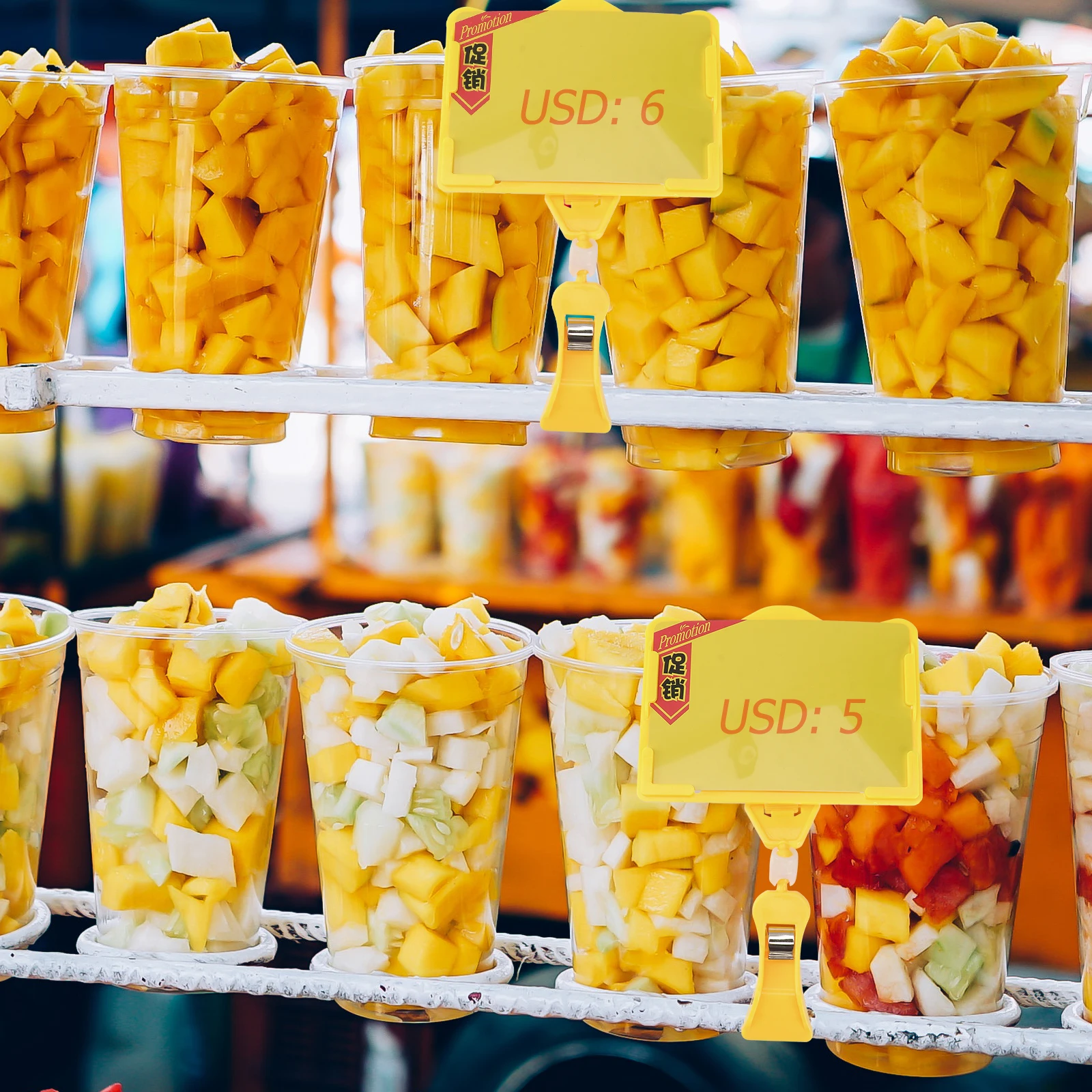 2 Pcs Price Tag Holder Food Sign Label Rack Display Stand Practical Dispaly Metallic Line Name Clip