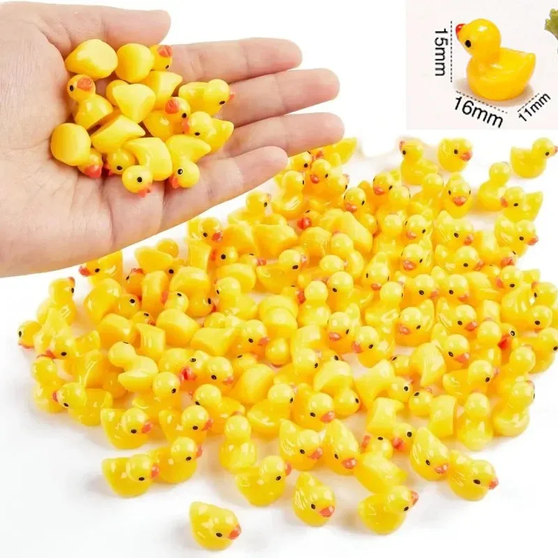 --=5-/200PCS Mini Yellow Duck Mini Character Loose Duck Charm Mini Resin Duck Party DIY Mini Landscape Decoration