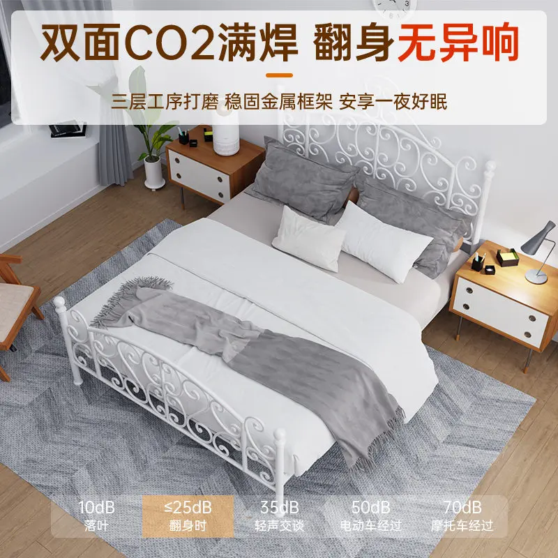Iron bed  Nordic princess bed single 1.2 meters Internet celebrity light luxury iron frame bed thickened solid C7