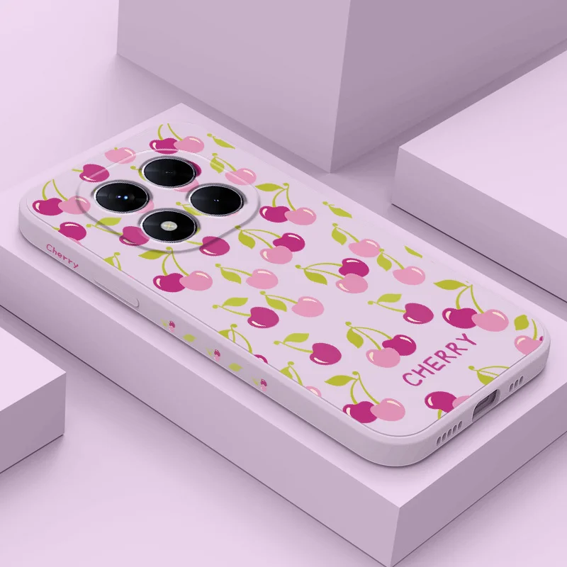

Purple Cherry Phone Case For Xiaomi Poco F7 X7 X6 F6 M6 M5 M5S F5 X5 F4 X4 M4 F3 M3 X3 Pro 4G 5G GT Silicone Cover