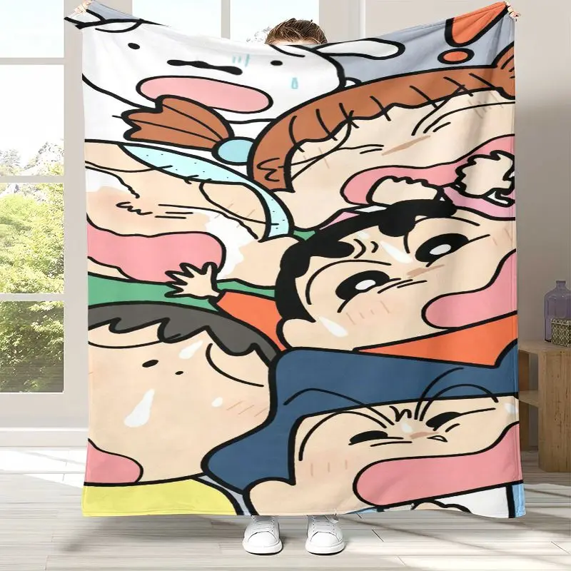 Funny C-Crayon Shin-chans Cartoon Soft Flannel Throw Blanket,Cozy Warm Blanket for Bed,Sofa,Living Room,Picnic,Home Decor,Gift