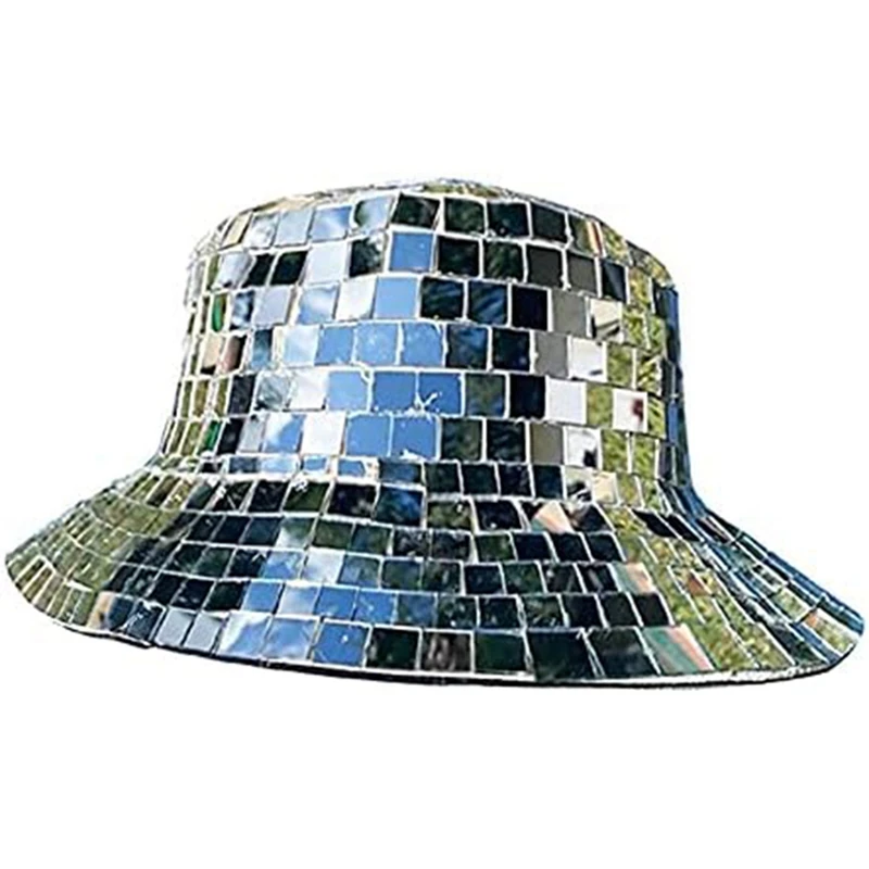 Disco Ball Bucket Hat Fisherman Hat Sequin Cow Boy Bucket Hat Mirror Sequin Fedora Hat